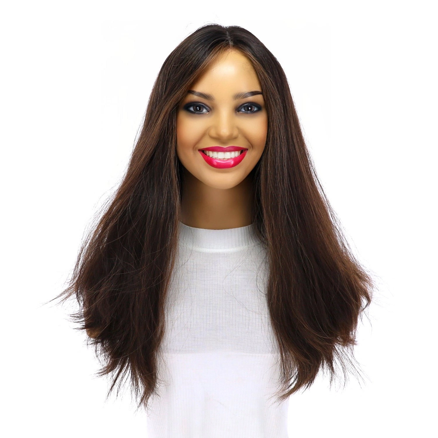 20" Divine Lace Top Wig Soft Black w/ Highlights Slightly Wavy