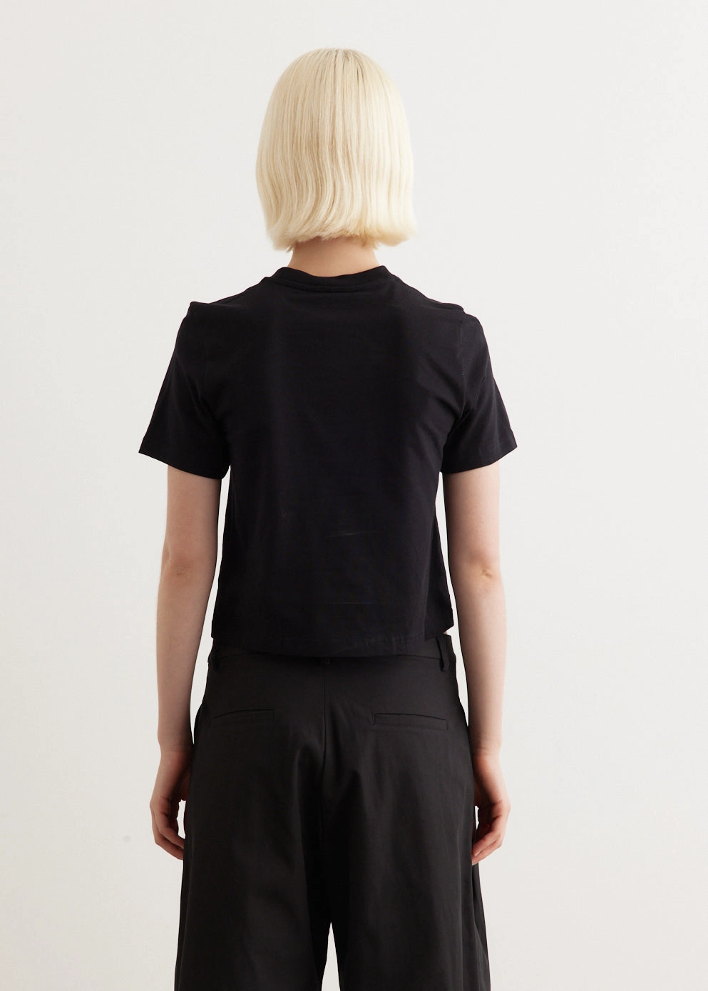 Anchor Embroidery Panelled Cropped T-Shirt
