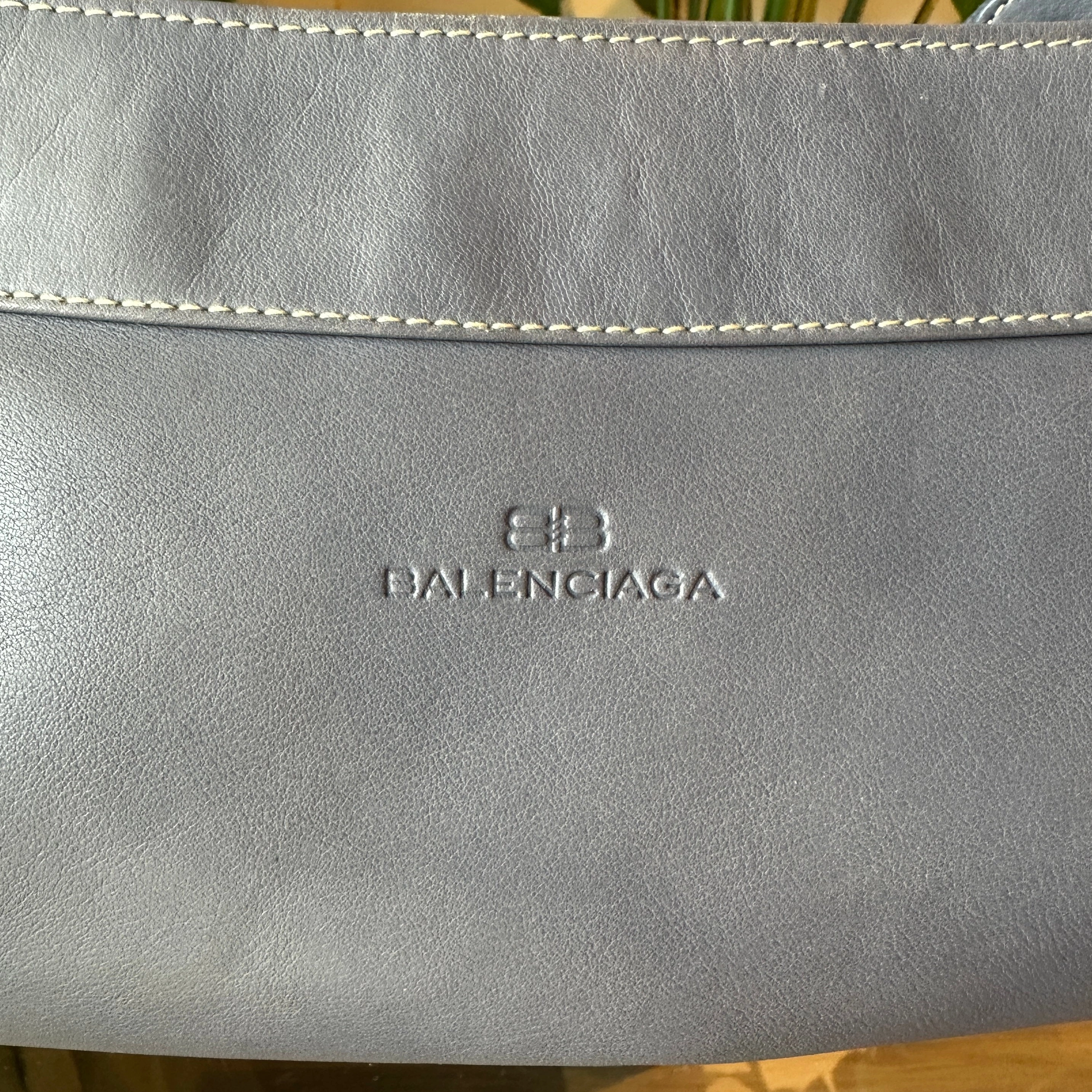 BALENCIAGA BB Gray Leather Shoulder Bag