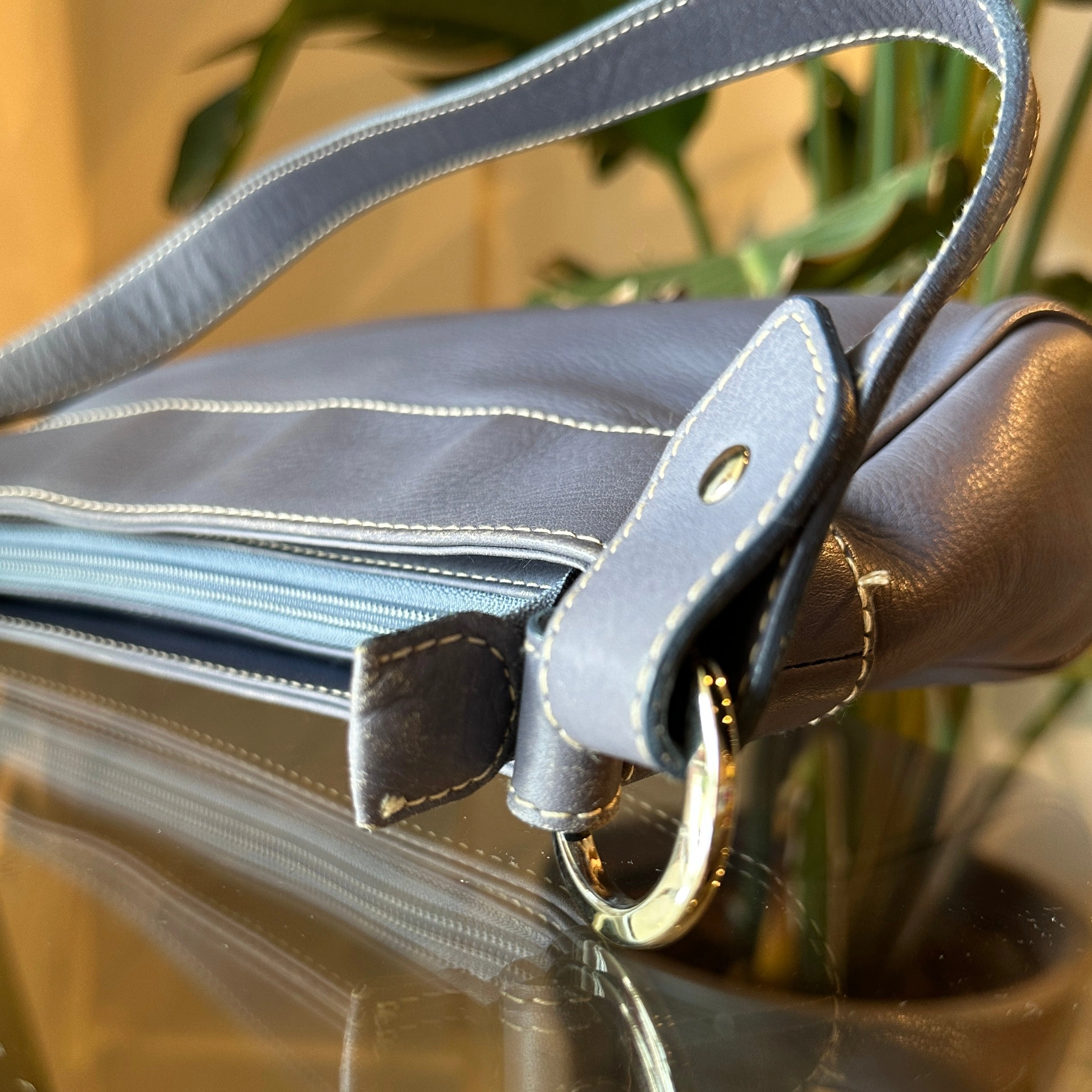 BALENCIAGA BB Gray Leather Shoulder Bag