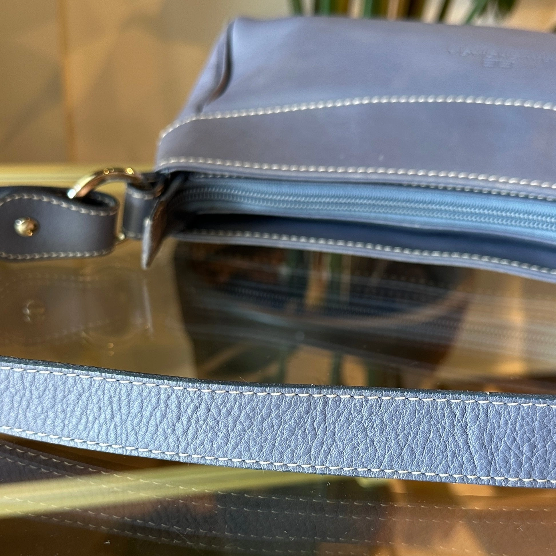 BALENCIAGA BB Gray Leather Shoulder Bag
