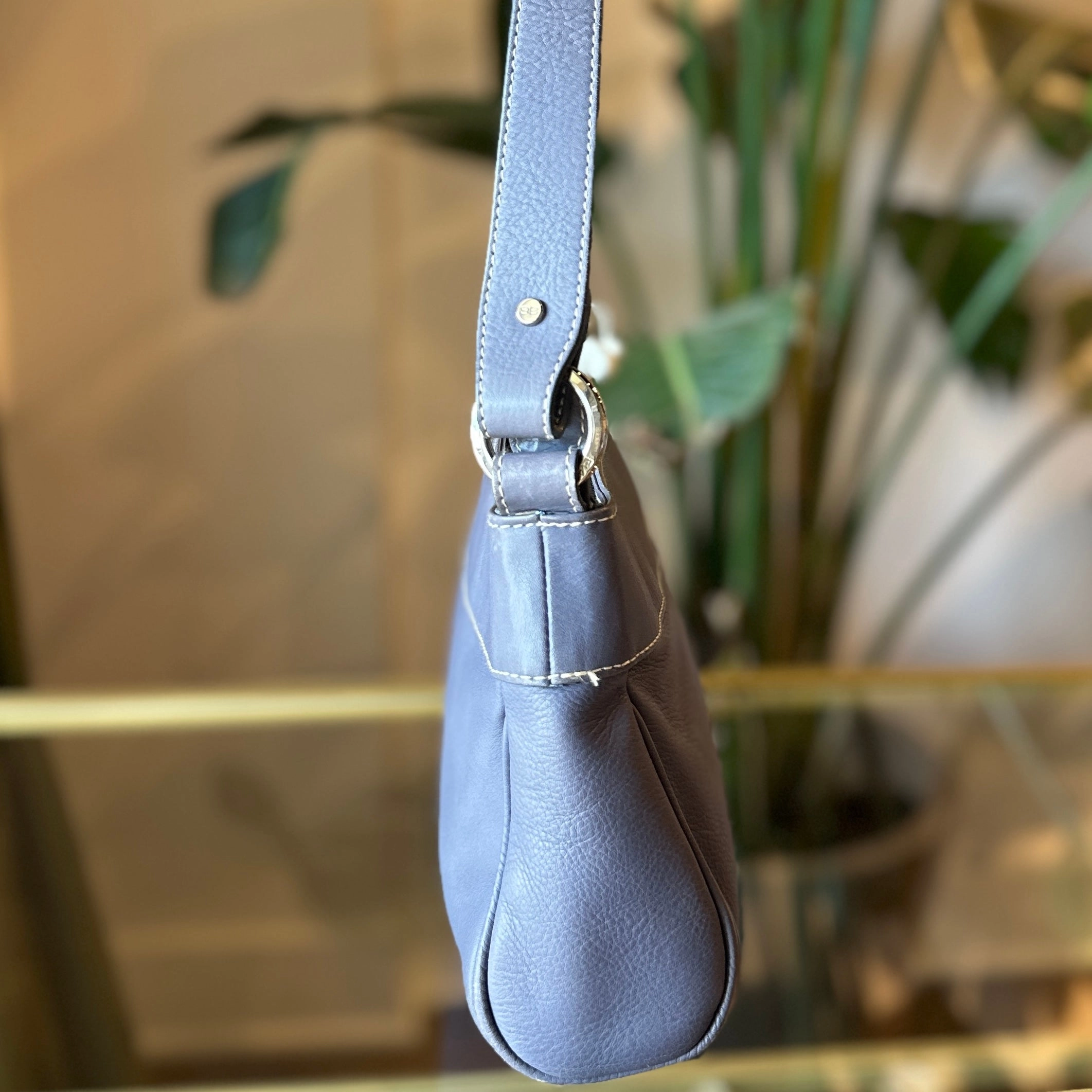 BALENCIAGA BB Gray Leather Shoulder Bag