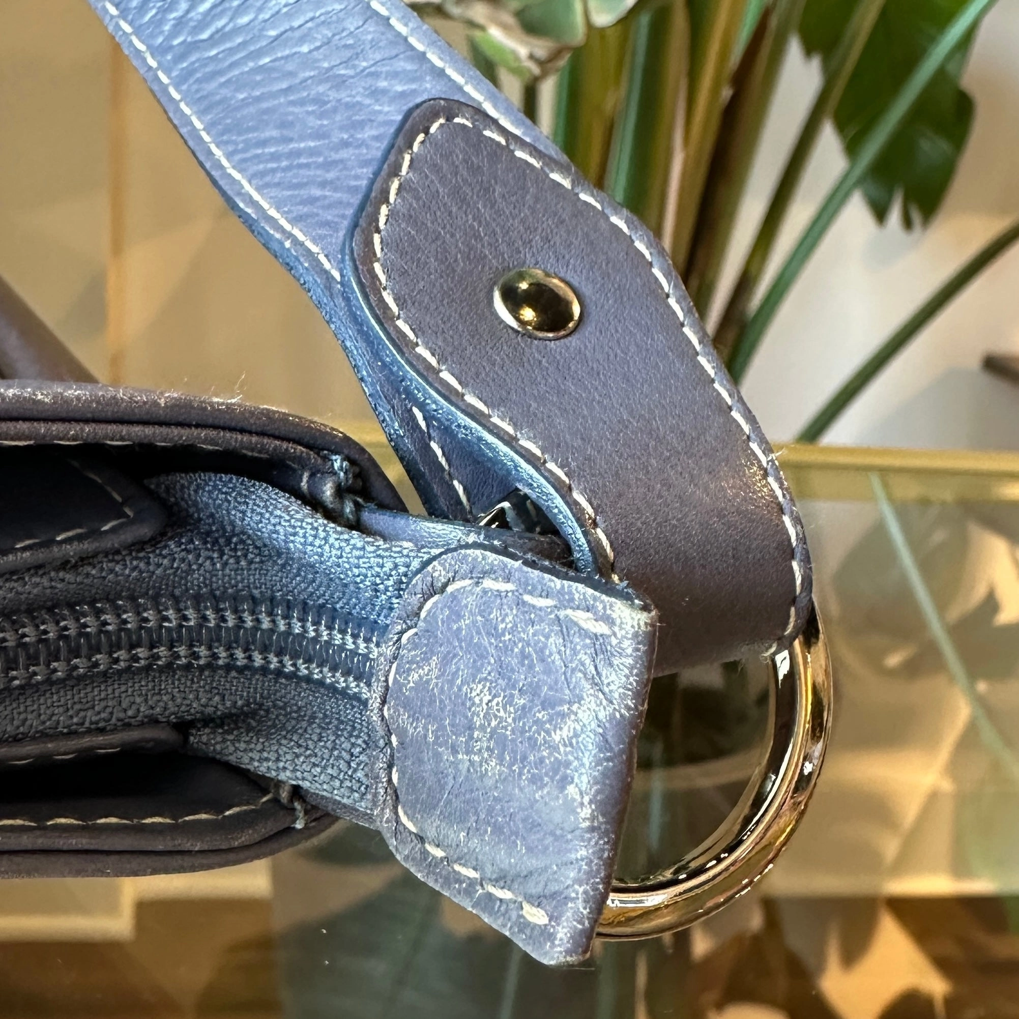 BALENCIAGA BB Gray Leather Shoulder Bag