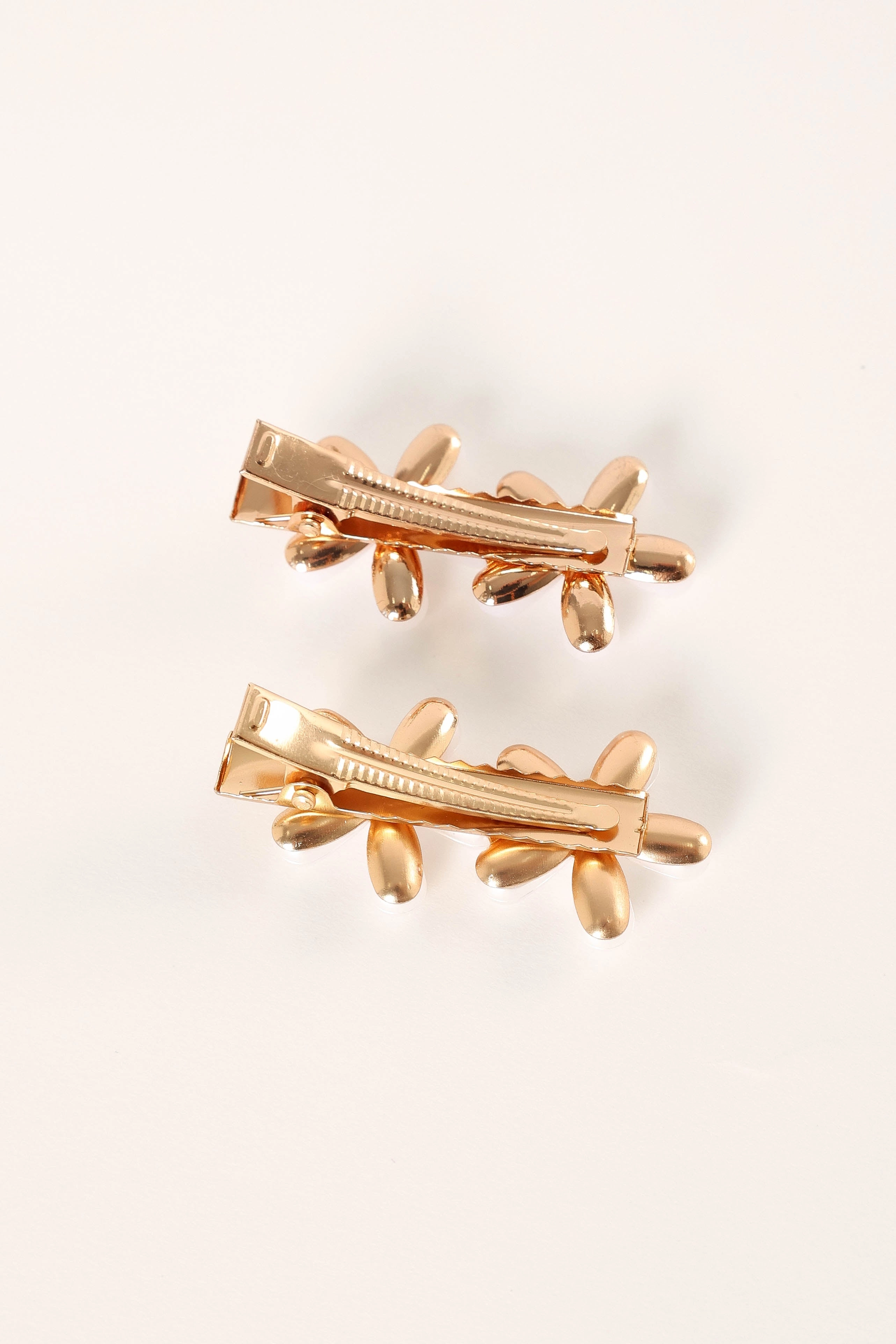 Blossom 2 Pack Hair Clip - Gold Pearl