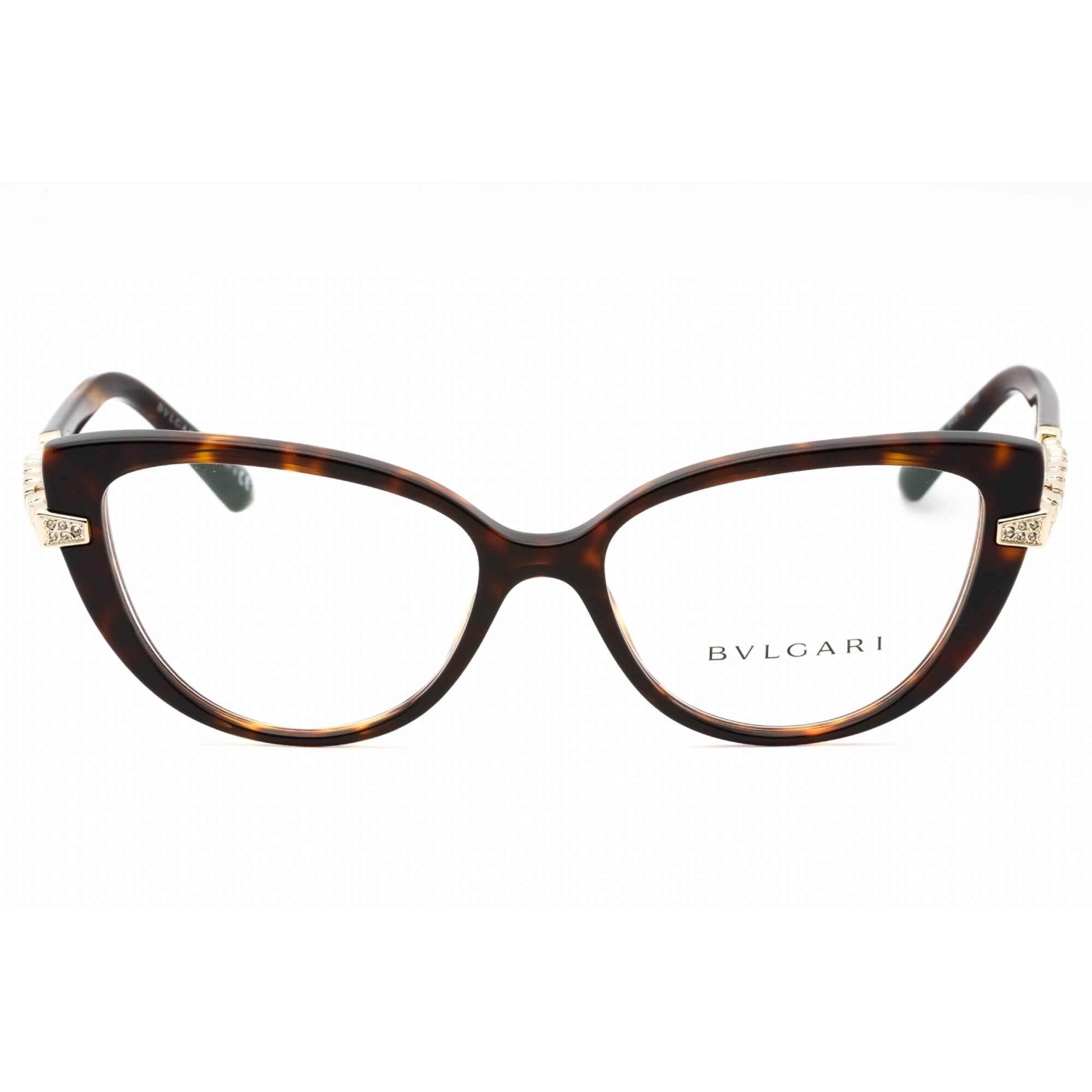 Bvlgari Women's Eyeglasses - Havana Plastic Full Rim Cat Eye Frame | 0BV4199B 504