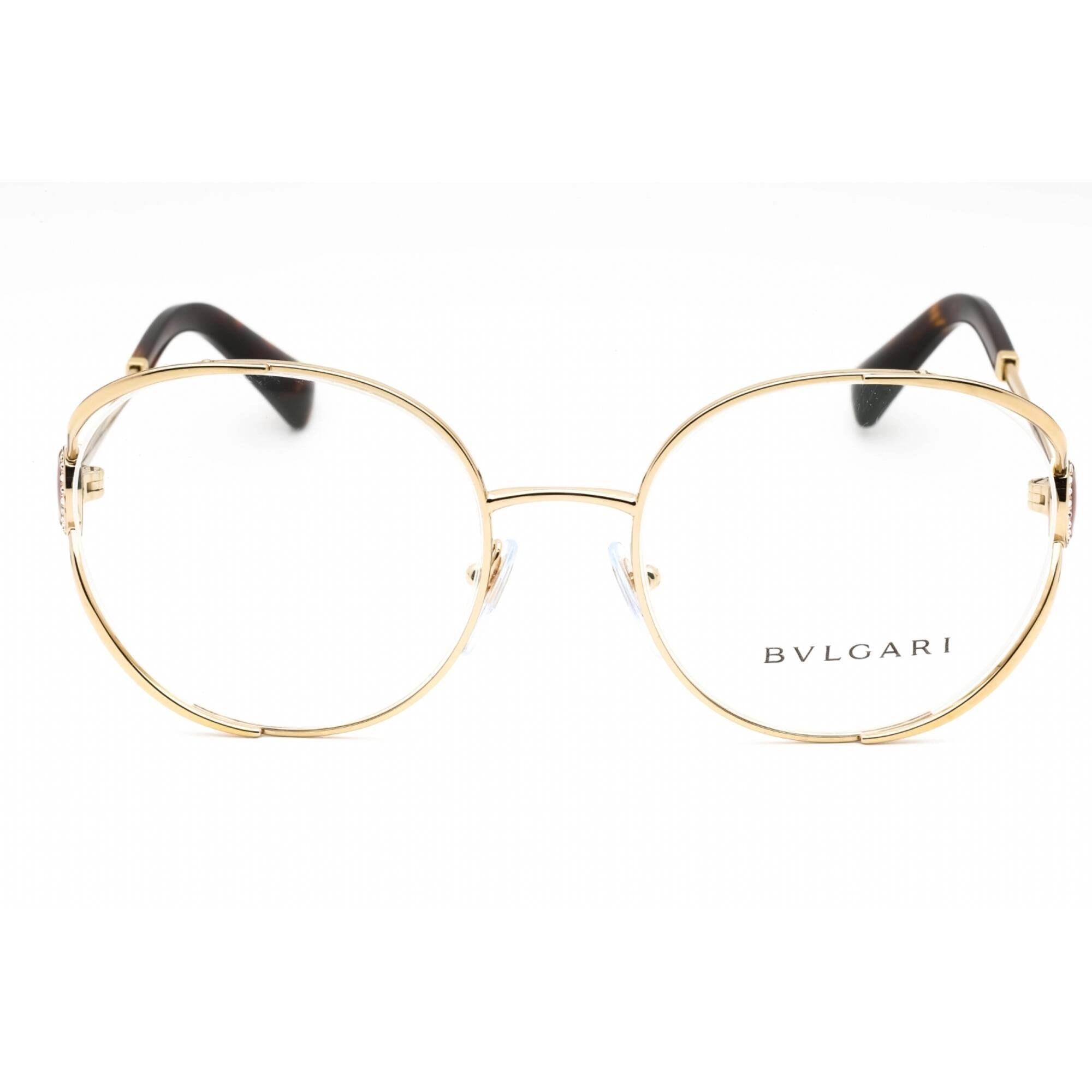 Bvlgari Women's Eyeglasses - Pale Gold Metal Full Rim Round Shape Frame | 0BV2245B 278