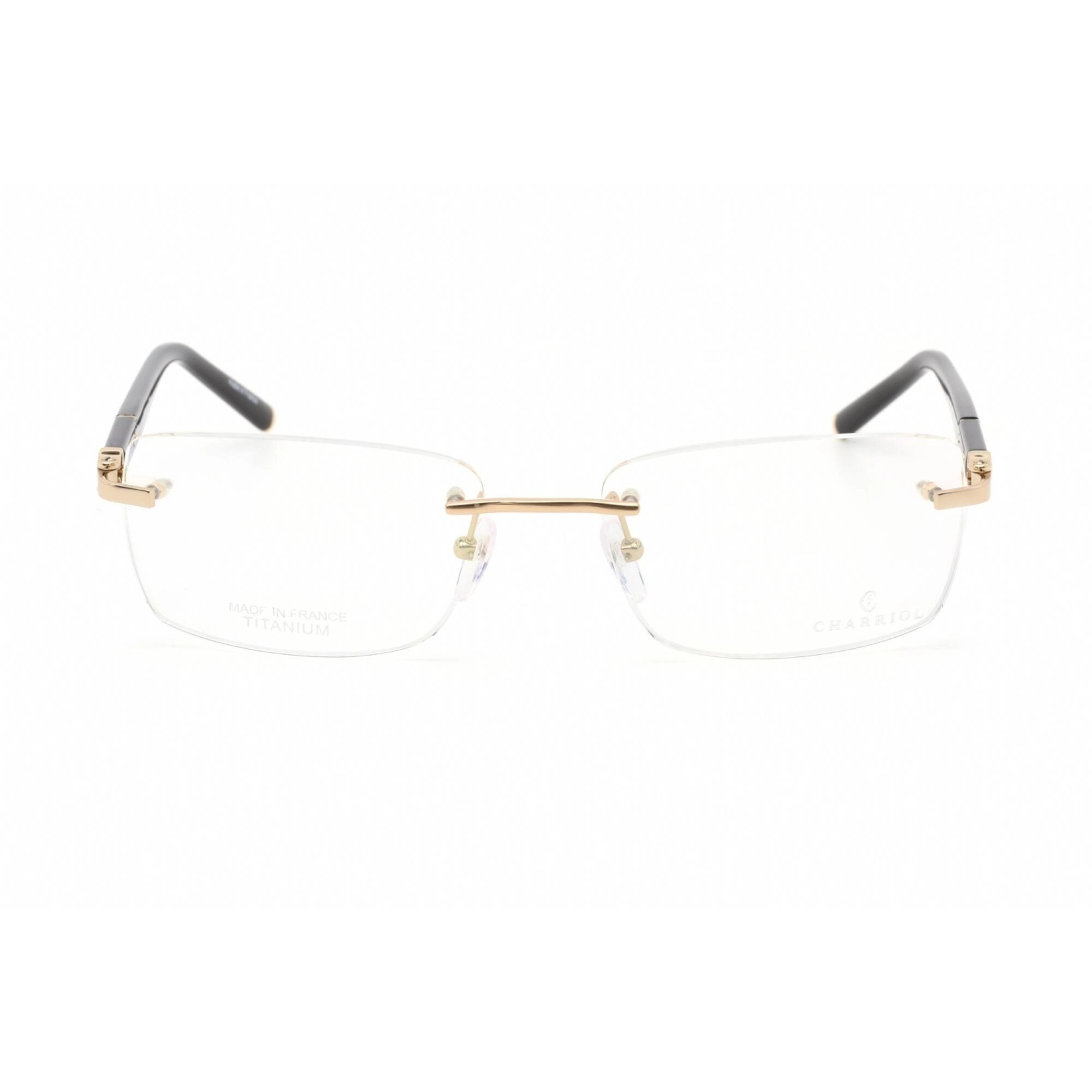 Charriol Men's Eyeglasses - Shiny Gold/Black Titanium Rectangular Frame | PC75076 C01