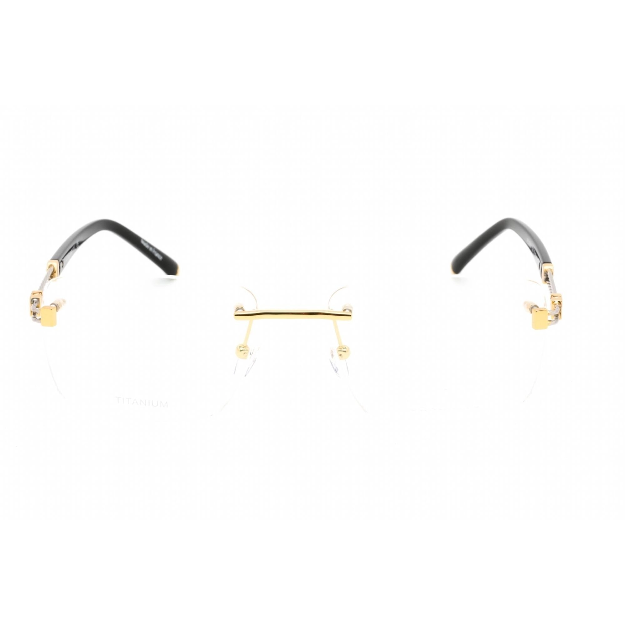 Charriol Men's Eyeglasses - Shiny Gold/Silver Titanium Rectangular Frame | PC75091 C03