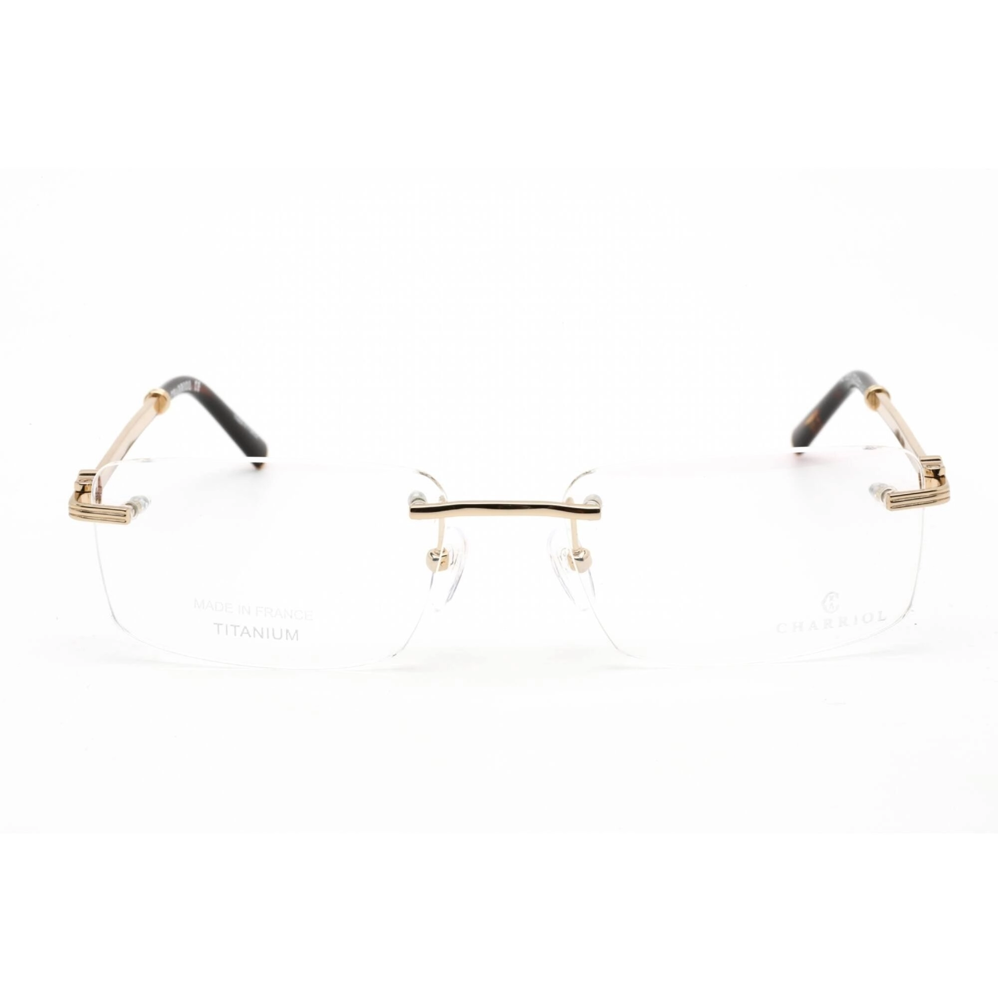Charriol Men's Eyeglasses - Shiny Light Gold Titanium Rectangular Frame | PC75081 C03