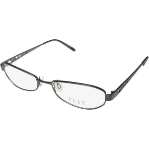 Elle Women's Eyeglasses - Green Metal Full Rim Oval Frame Demo Lens | ELLE 13337 GN