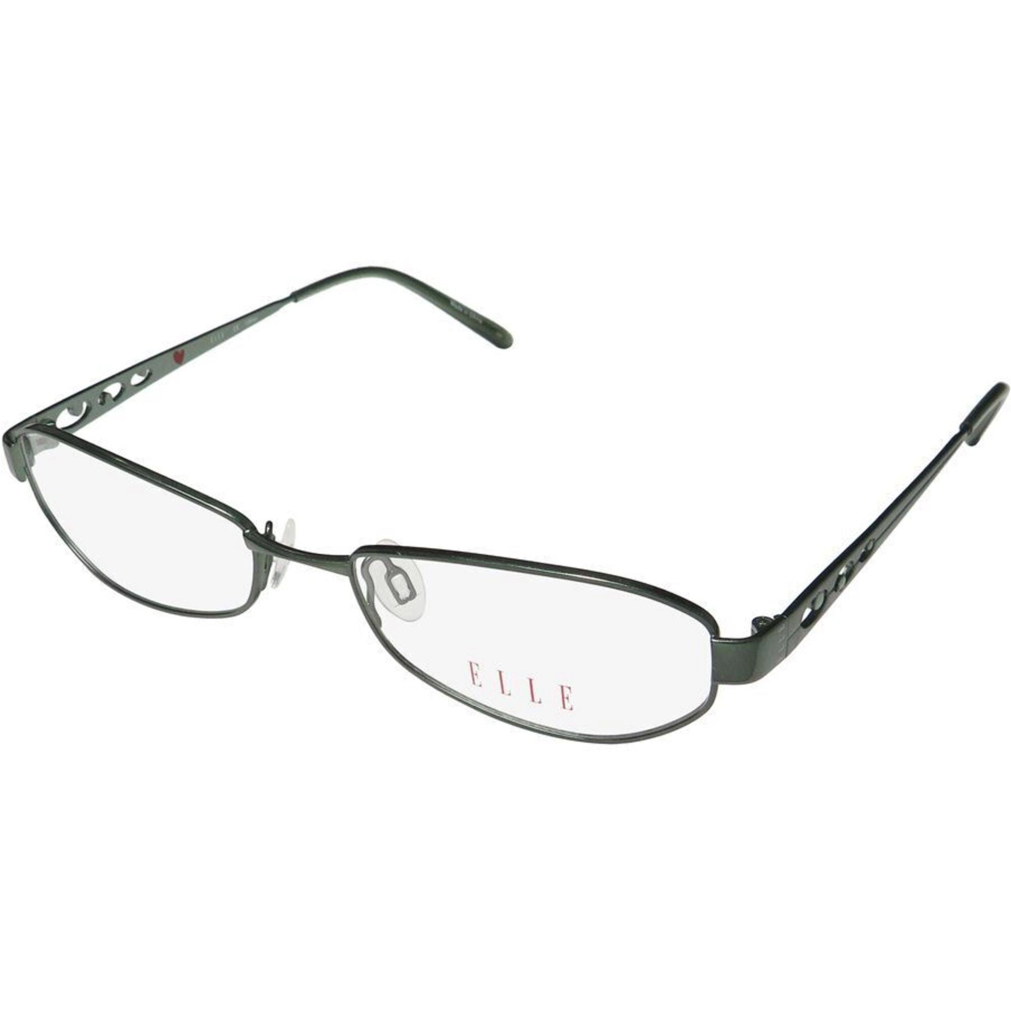 Elle Women's Eyeglasses - Green Metal Full Rim Oval Frame Demo Lens | ELLE 13337 GN