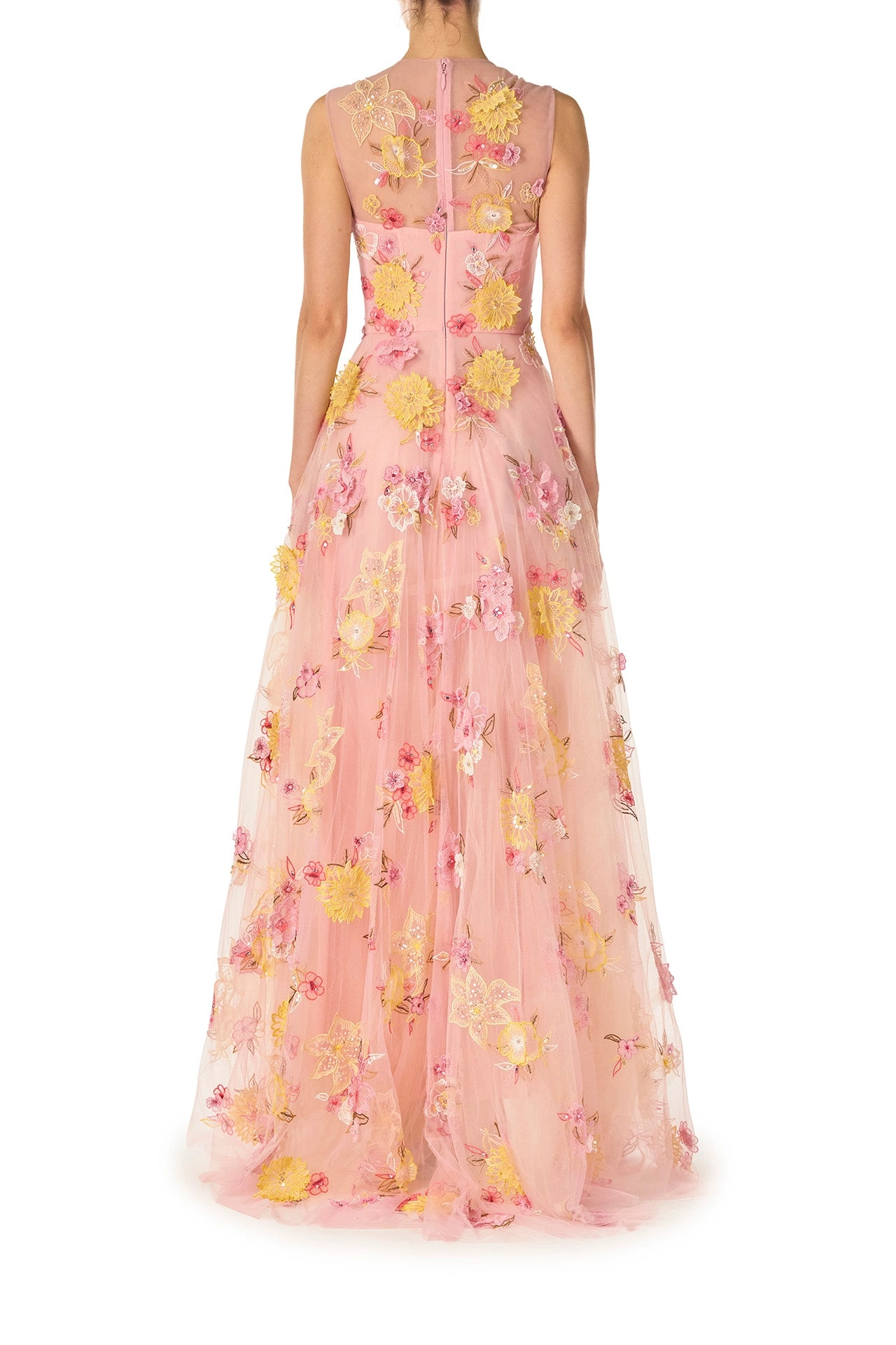 Embroidered Floral Sleeveless Gown