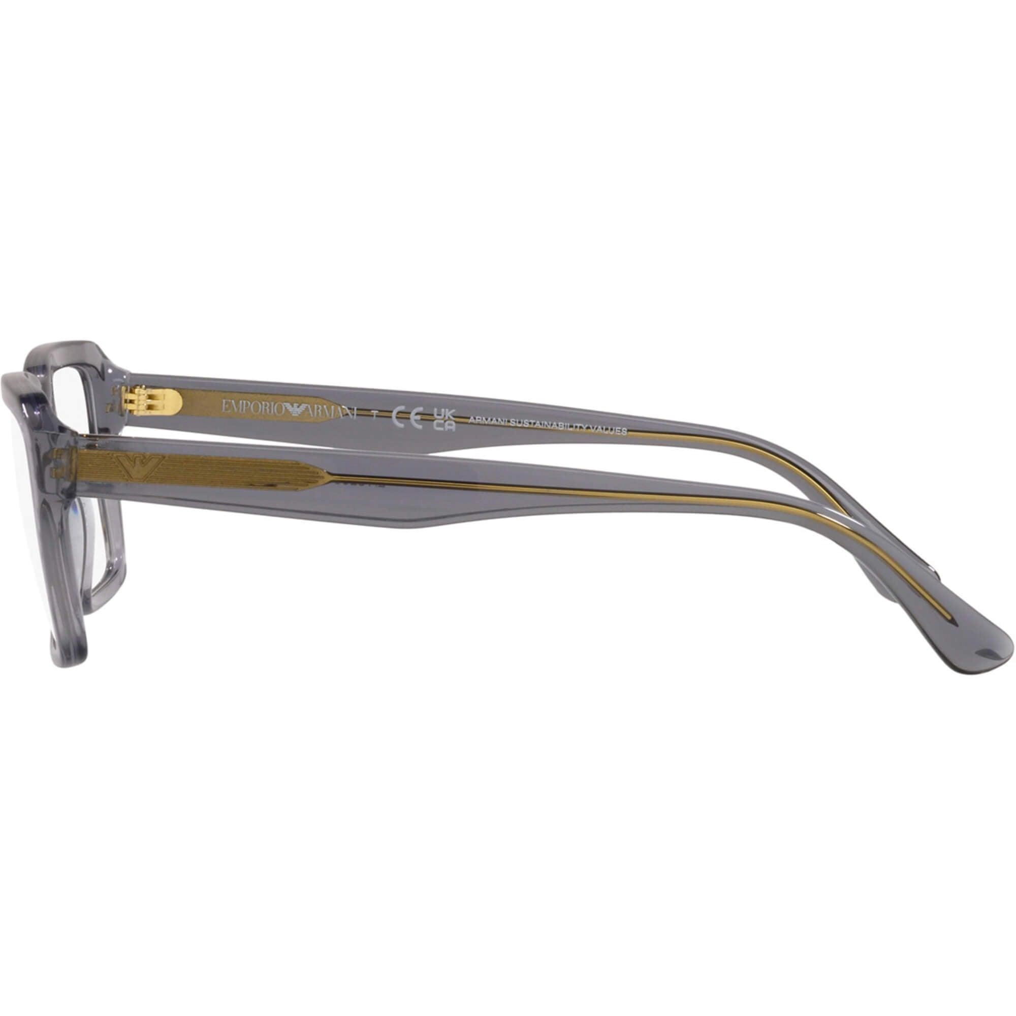 Emporio Armani Unisex Eyeglasses - Gray Plastic Square Frame Demo Lens | 3206 5075