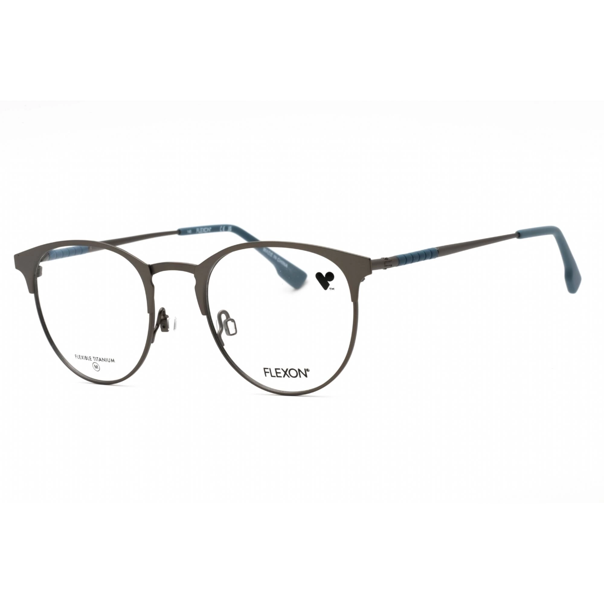 Flexon Men's Eyeglasses - Matte Gunmetal Metal Oval Full Rim Frame | FLEXON E1133 072
