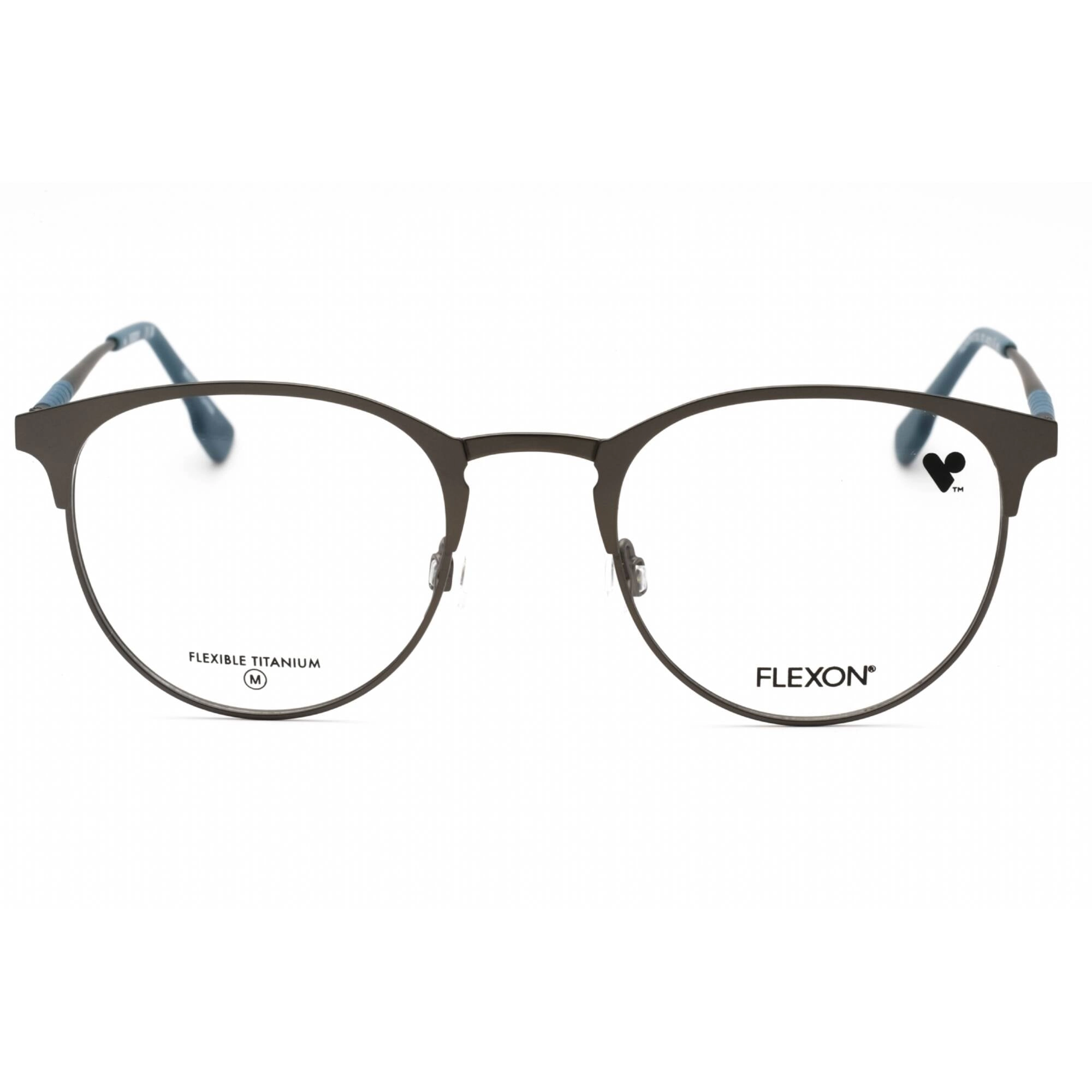 Flexon Men's Eyeglasses - Matte Gunmetal Metal Oval Full Rim Frame | FLEXON E1133 072