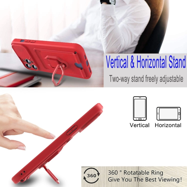For iPhone 12 Sliding Camera Cover Design TPU Shockproof Phone Case with Holder  Card Slots