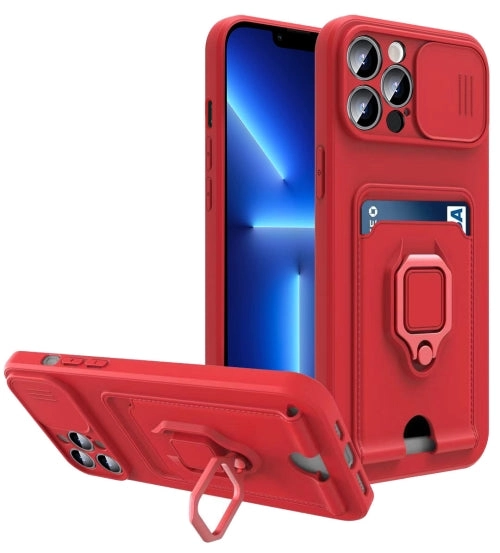 For iPhone 12 Sliding Camera Cover Design TPU Shockproof Phone Case with Holder  Card Slots