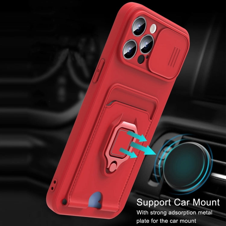 For iPhone 12 Sliding Camera Cover Design TPU Shockproof Phone Case with Holder  Card Slots