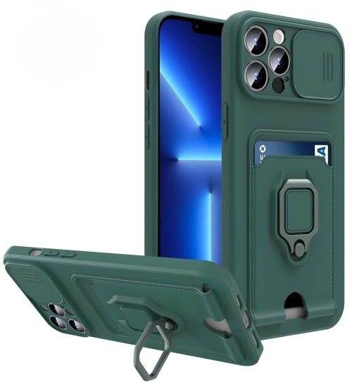 For iPhone 12 Sliding Camera Cover Design TPU Shockproof Phone Case with Holder  Card Slots