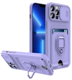 For iPhone 12 Sliding Camera Cover Design TPU Shockproof Phone Case with Holder  Card Slots
