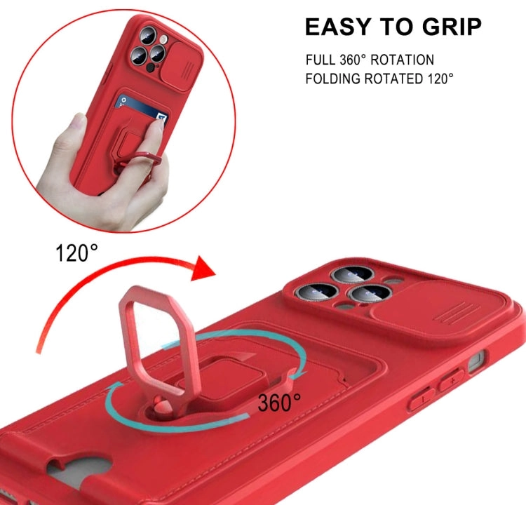 For iPhone 12 Sliding Camera Cover Design TPU Shockproof Phone Case with Holder  Card Slots