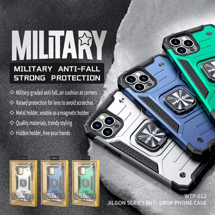 For iPhone 12 WK WTP-012 Shockproof PC   TPU   Metal Phone Case with Ring Holder