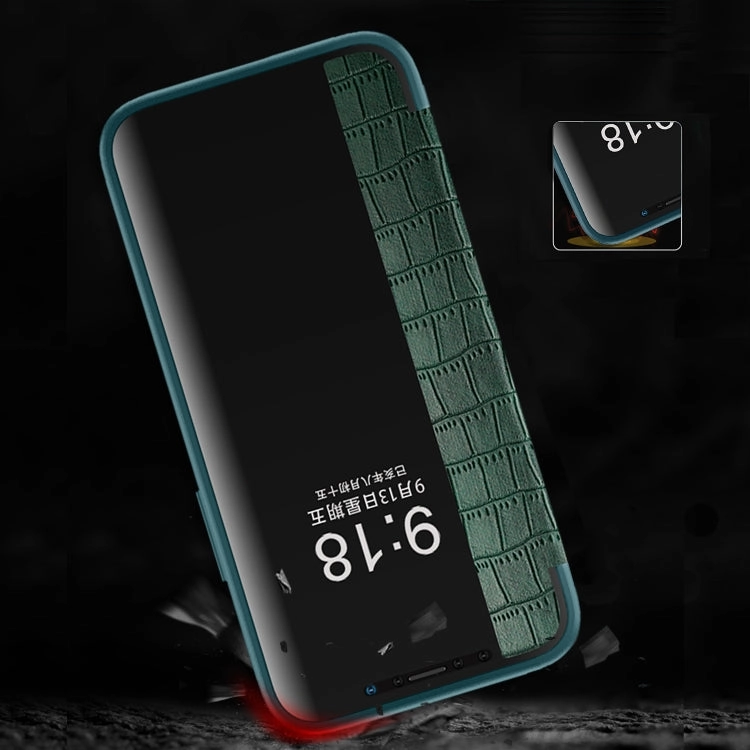 For iPhone 13 Crocodile Texture Windows View Horizontal Flip Leather Case