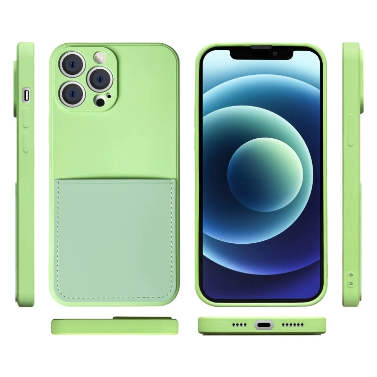 For iPhone 13 Liquid Silicone Skin Feel Shockproof Phone Case with Card Slot
