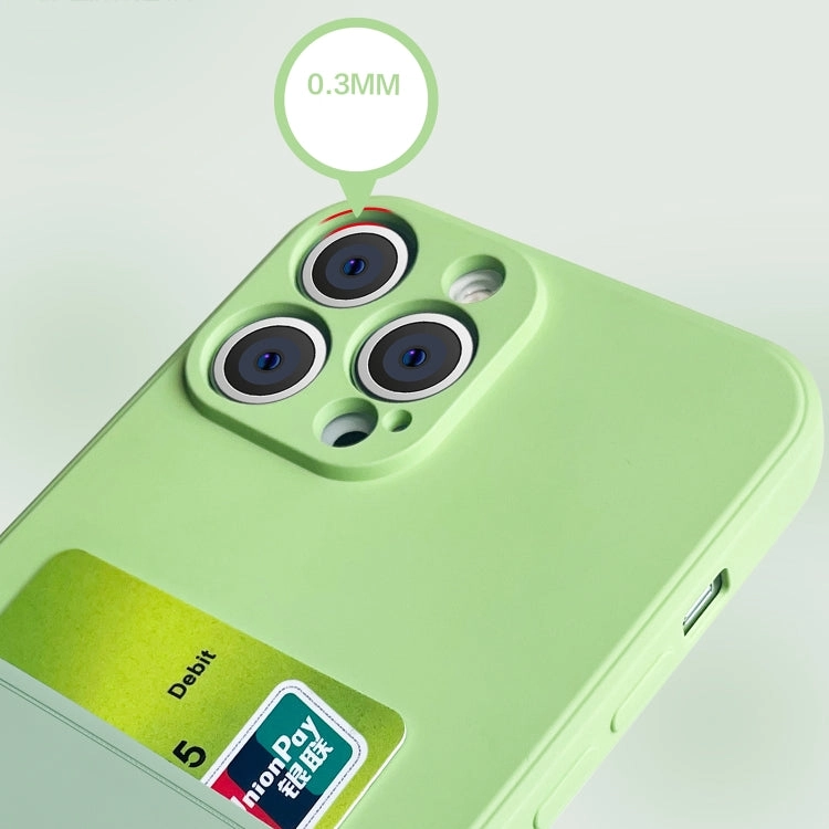 For iPhone 13 Liquid Silicone Skin Feel Shockproof Phone Case with Card Slot
