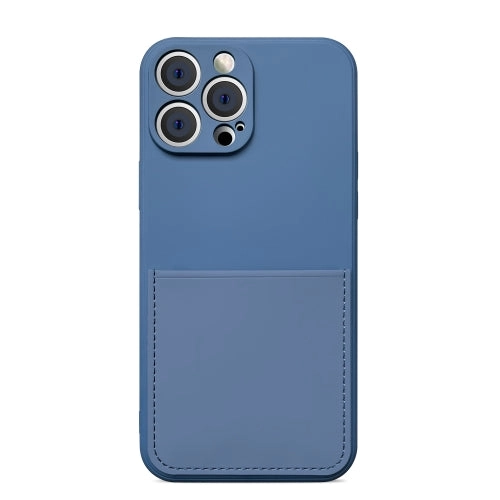 For iPhone 13 Liquid Silicone Skin Feel Shockproof Phone Case with Card Slot