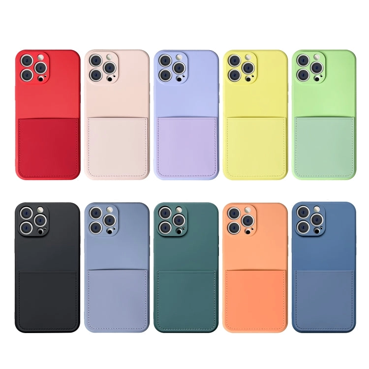 For iPhone 13 Liquid Silicone Skin Feel Shockproof Phone Case with Card Slot