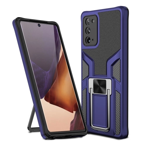 For Samsung Galaxy Note20 Armor 2 in 1 PC   TPU Magnetic Shockproof Case with Foldable Holder(Rose