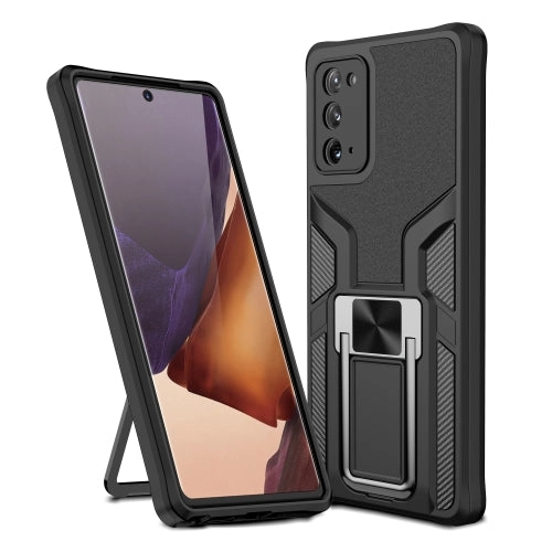 For Samsung Galaxy Note20 Armor 2 in 1 PC   TPU Magnetic Shockproof Case with Foldable Holder(Rose