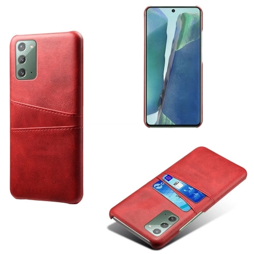 For Samsung Galaxy Note20 Calf Texture PC   PU Leather Back Cover Shockproof Case with Dual Card