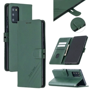 For Samsung Galaxy Note20 Stitching Style 2-Color Cow Texture Horizontal Flip PU Leather Case with
