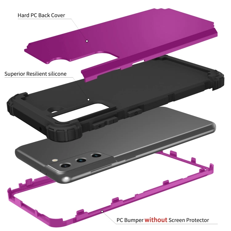 For Samsung Galaxy S21  5G 3 in 1 Shockproof PC   Silicone Protective Case