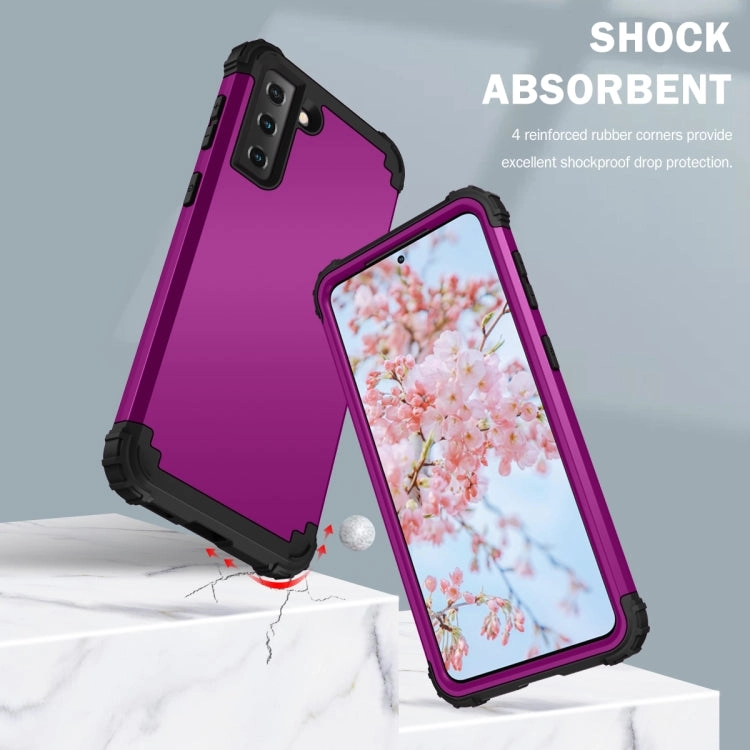For Samsung Galaxy S21  5G 3 in 1 Shockproof PC   Silicone Protective Case
