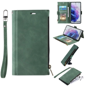 For Samsung Galaxy S21  5G Side Zipper Back Card Horizontal Flip PU Leather Case with Card Slots