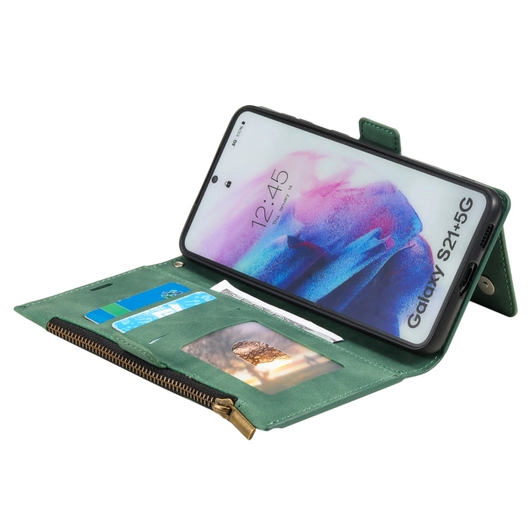 For Samsung Galaxy S21  5G Side Zipper Back Card Horizontal Flip PU Leather Case with Card Slots
