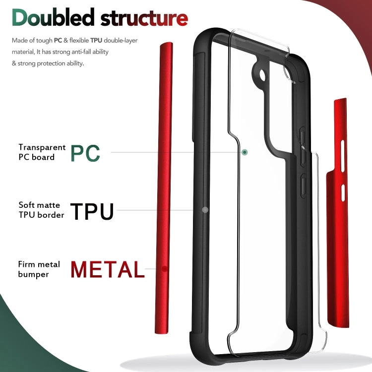 For Samsung Galaxy S22 5G Iron Man Series Metal PC   TPU Phone Protective Case(Rose