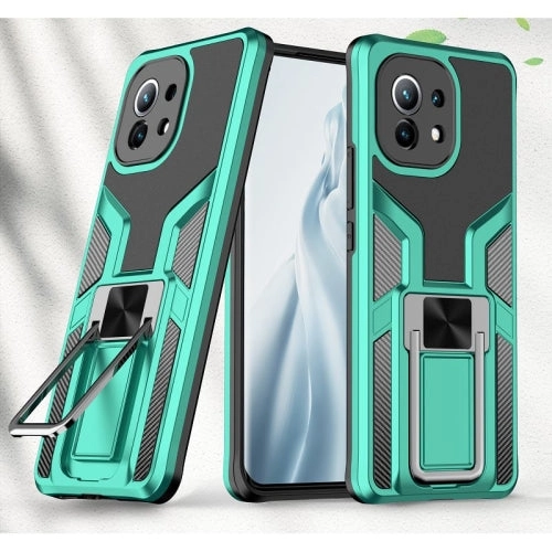 For Xiaomi Mi 11 Armor 2 in 1 PC   TPU Magnetic Shockproof Case with Foldable Holder(Rose