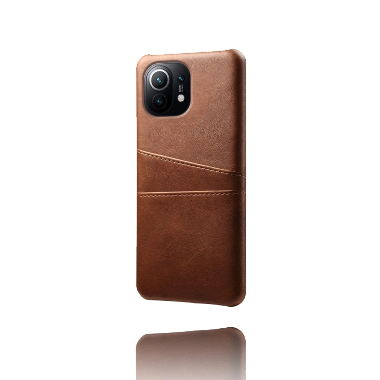 For Xiaomi Mi 11 Calf Texture PC   PU Leather Back Cover Shockproof Case with Dual Card