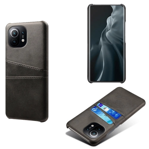 For Xiaomi Mi 11 Calf Texture PC   PU Leather Back Cover Shockproof Case with Dual Card