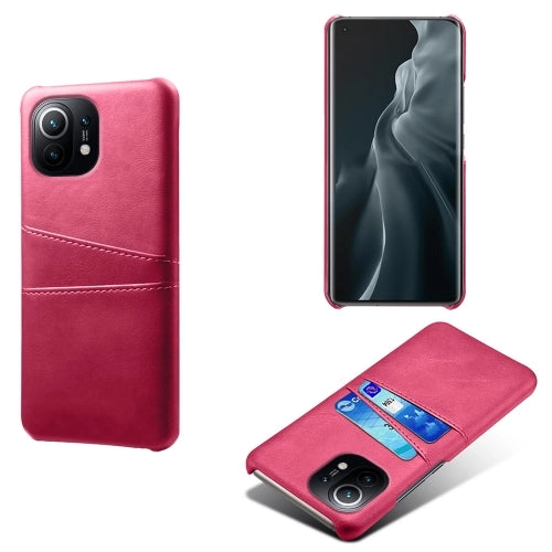 For Xiaomi Mi 11 Calf Texture PC   PU Leather Back Cover Shockproof Case with Dual Card