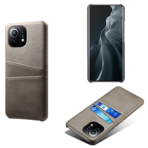 For Xiaomi Mi 11 Calf Texture PC   PU Leather Back Cover Shockproof Case with Dual Card