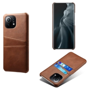 For Xiaomi Mi 11 Calf Texture PC   PU Leather Back Cover Shockproof Case with Dual Card