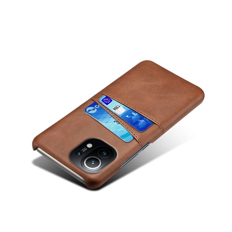 For Xiaomi Mi 11 Calf Texture PC   PU Leather Back Cover Shockproof Case with Dual Card