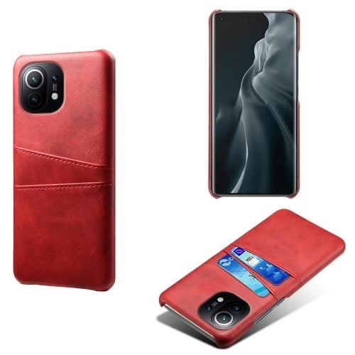 For Xiaomi Mi 11 Calf Texture PC   PU Leather Back Cover Shockproof Case with Dual Card