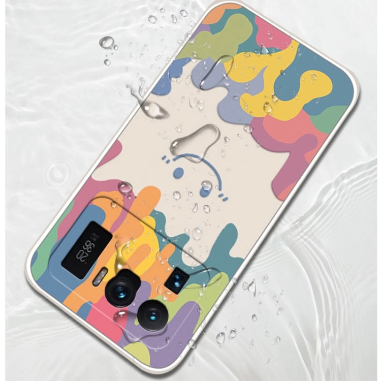 For Xiaomi Mi 11 Cube Painted Smiley Straight Side Liquid Silicone Shockproof Case with Hand