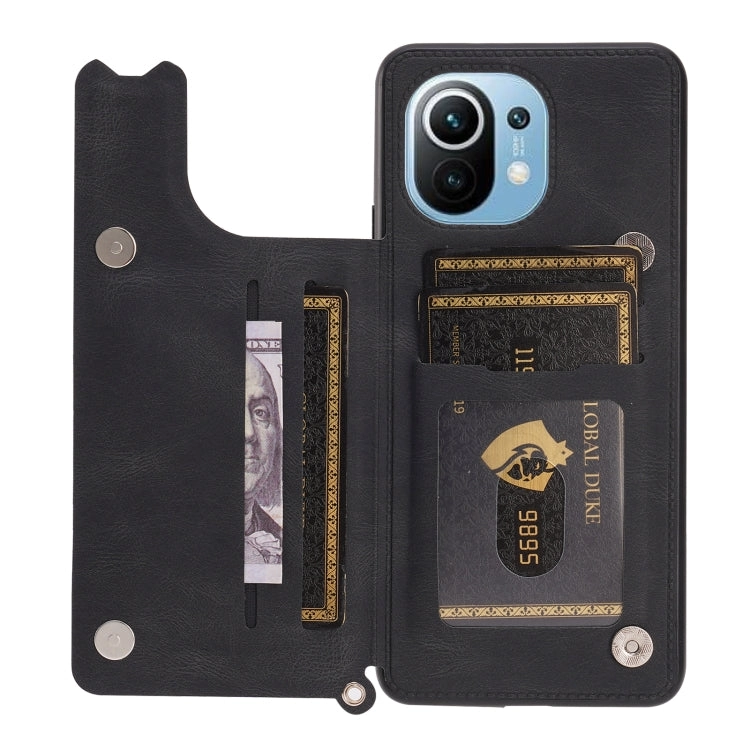 For Xiaomi Mi 11 Mandala Embossed PU   TPU Magnetic Case with Card Slots  Holder